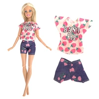 nk official 1 pcs cool pattern shirt fashion shorts party dolls dress clothes gown for barbie doll accessories free shipping