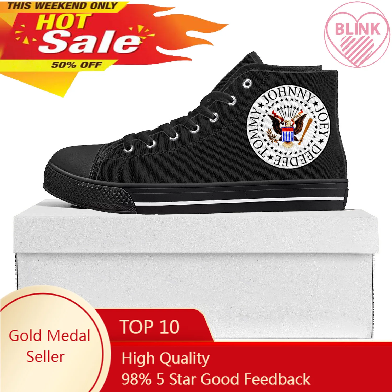 

Ramone Eagle Punk Rock Band Fashion High Top High Quality Sneakers Mens Womens Teenager Canvas Sneaker Couple Shoe Custom Shoe