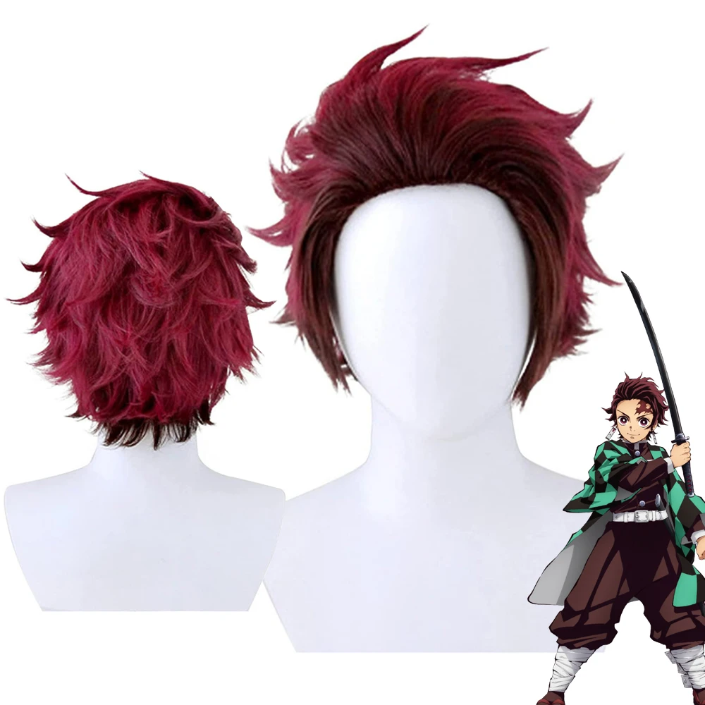 

Парик для косплея из синтетических волос, короткий винно-красный, для Хэллоуина, карнавала, Роло