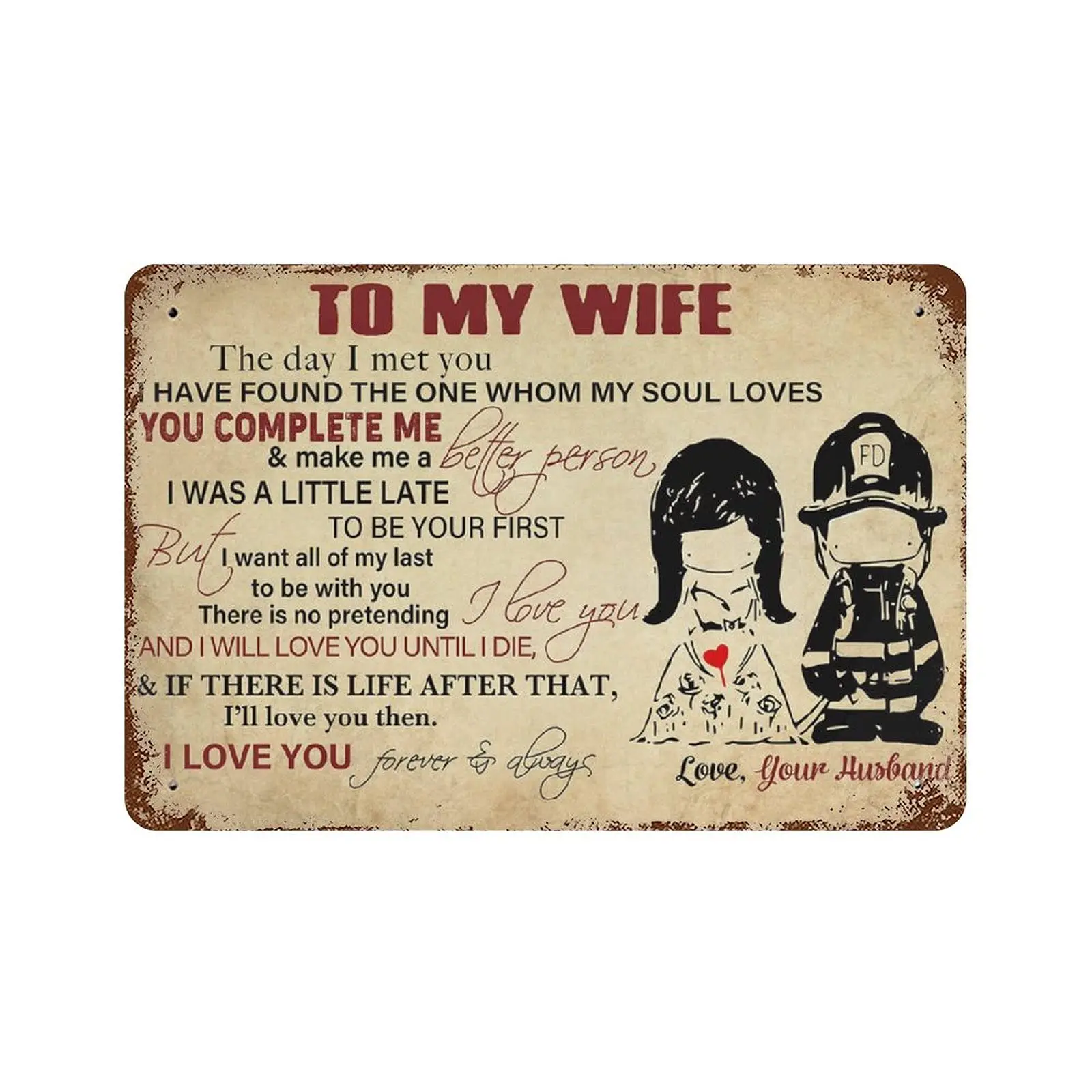 

Vintage Metal Tin Sign Plaque,to My Wife The Day I Met You Tin Sign,I Love You Sign,Man cave Pub Club Cafe Home Decor Plate，Birt