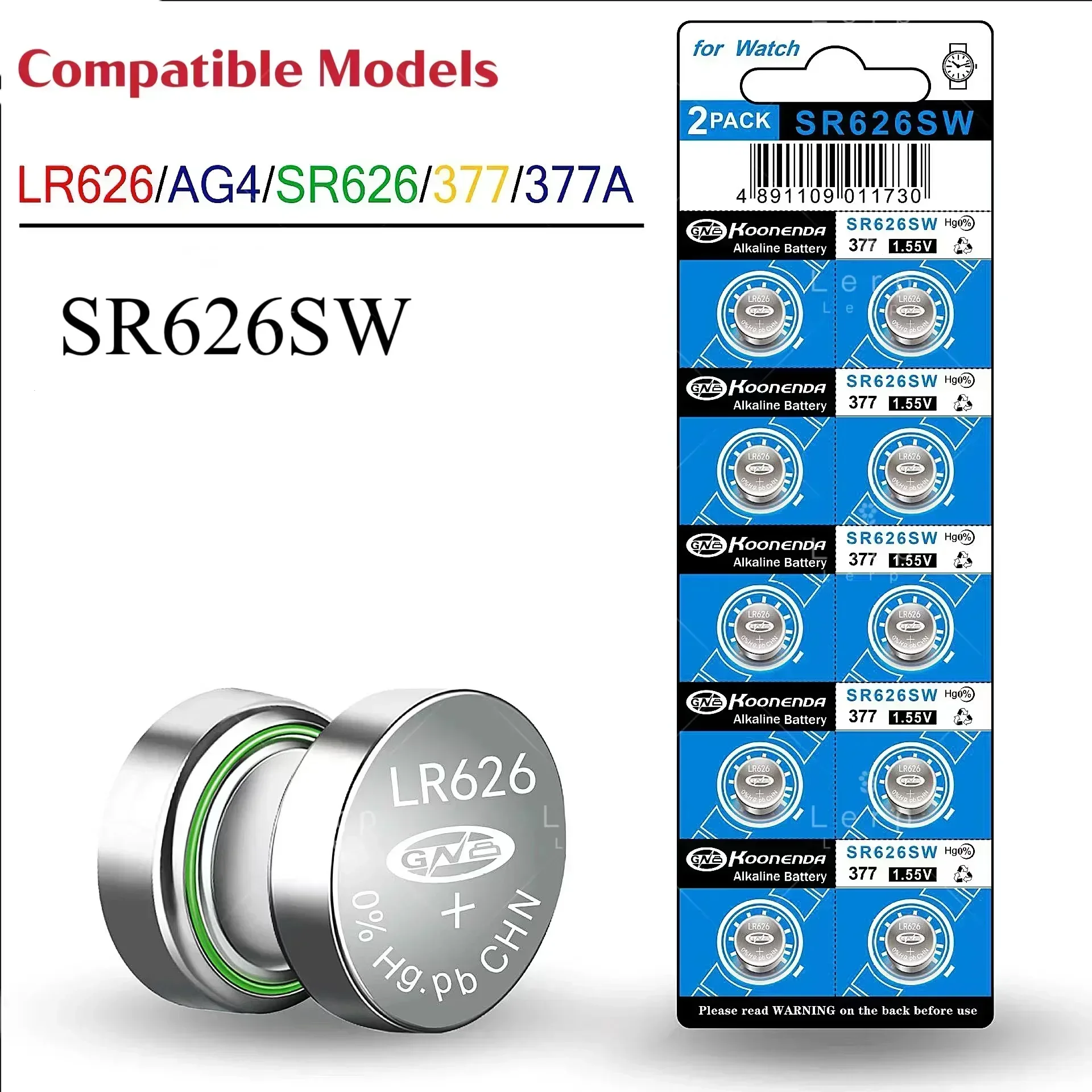 Кнопочный аккумулятор AG4 377 для часов LR626/SR626SW/377A