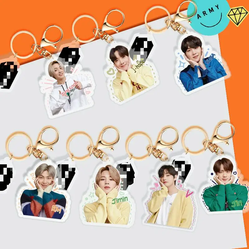 

KPOP bangtan boys Butter album Acrylic doll model key chain Backpack zipper decoration pendant pendant Fan Gifts SUGA JIMIN V RM