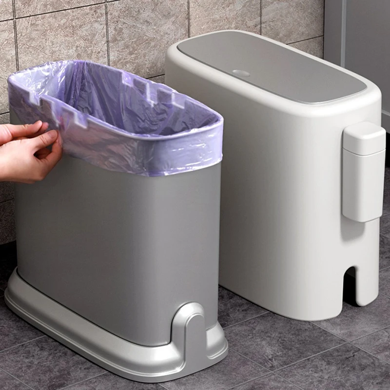 

Bathroom Trash Can Double Layer Toilet Narrow Garbage Bin Press Style Kitchen Bathroom Garbage Bin With Lid