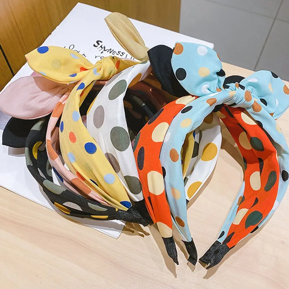 

Printing Hair Hoop Korean Top Bow Turban Headband Polka Dots Hairband Strawberry Hair Accessories For Girls Children's Head Band