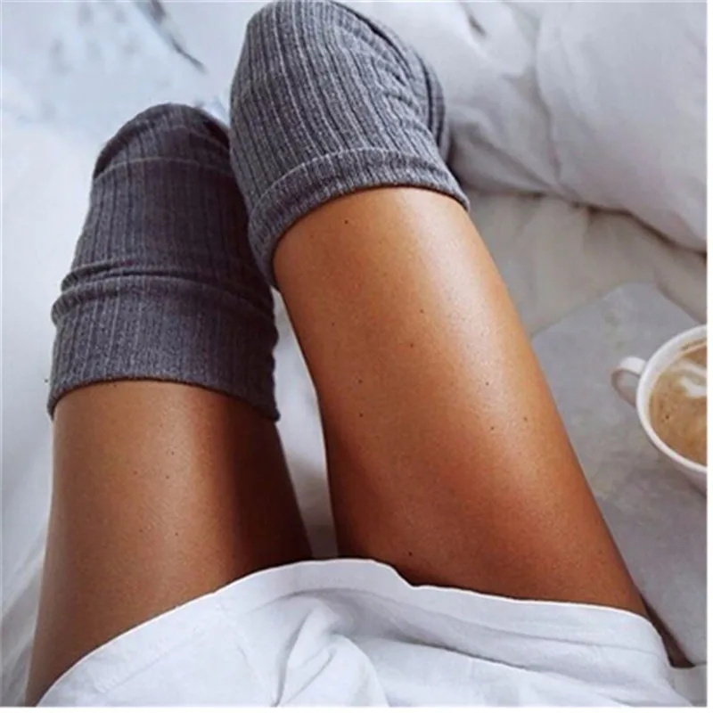 

1 Pair Solid Colors Knitted Sexy Stocking Women Warm Thigh High Over The Knee Socks Fashion Ladies Stockings