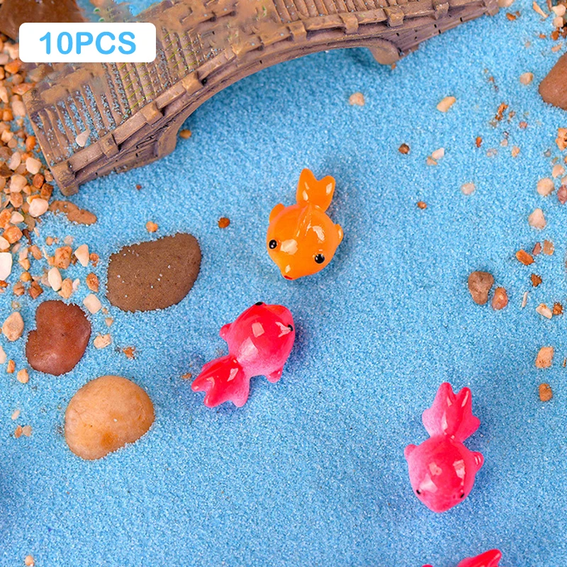

10 шт. двухцветные золотые рыбки, миниатюрное украшение из смолы, аквариумные микроландшафтные украшения, креативное милое полимерное украшение для аквариума