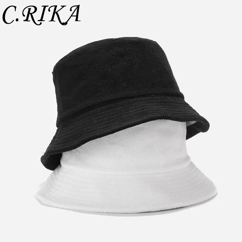 2022 Autumn New Soft Terry Cloth Towel Bucket Hat Women Men Candy Colors Panama Sun Fisherman Hat