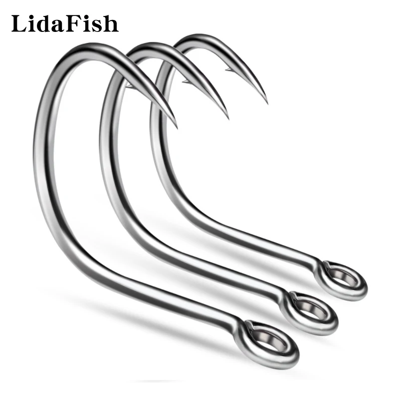 

10Pcs/box Barbed Single High Quality Fishing Hooks 1/0#-5/0# Waterproof High Carbon Steel Sharp Hook Fishing Tools