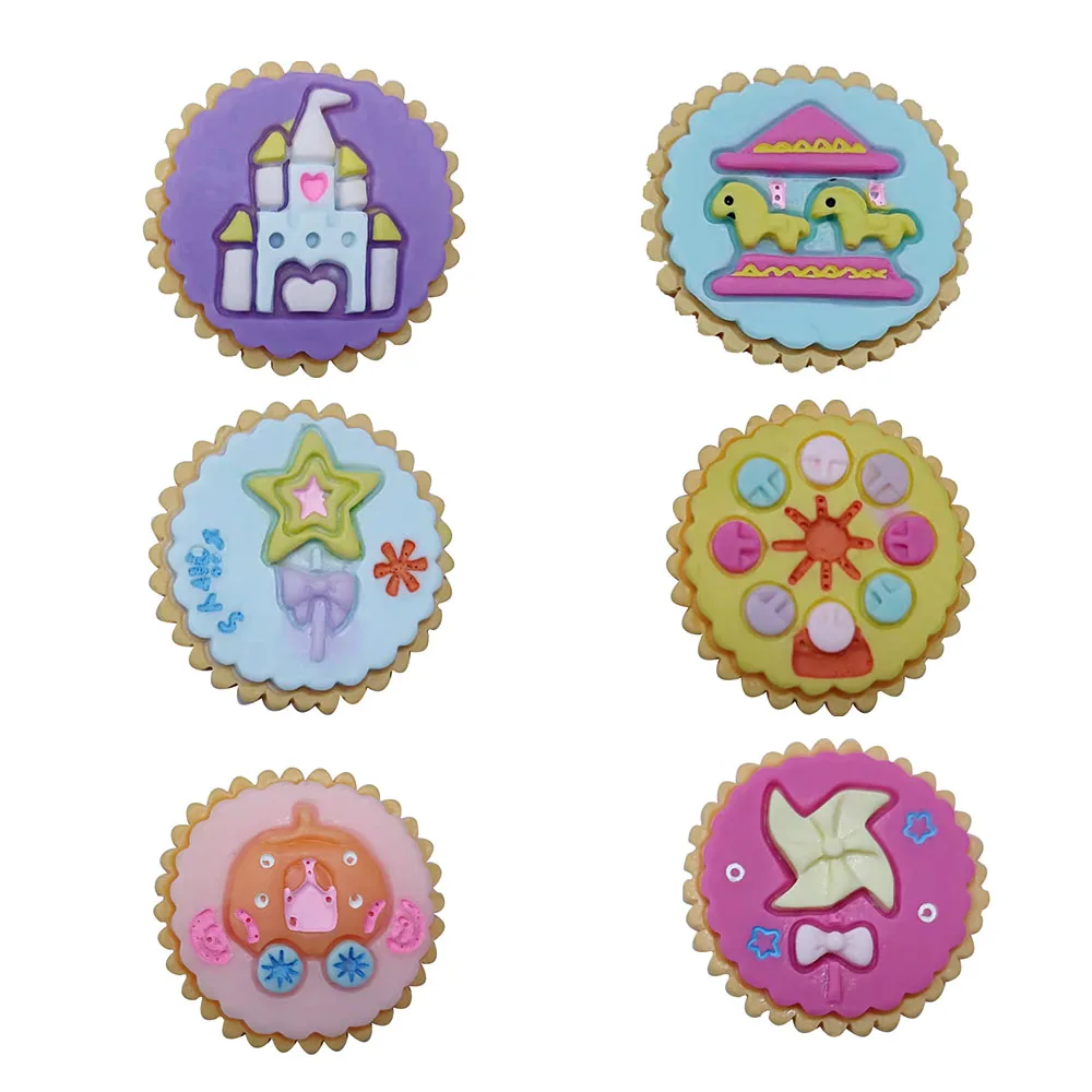 

1Pcs Resin Circular Castle Carriage Fairy Tale Shoe Charms Sandals Shoes Accessories Decorations for Croc JIBZ Kids Party Gift