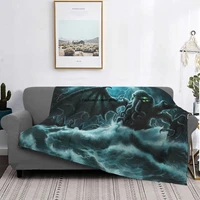 cthulhu monster fantasy art knitted blanket horror fuzzy throw blanket bed sofa decoration lightweight bedspreads