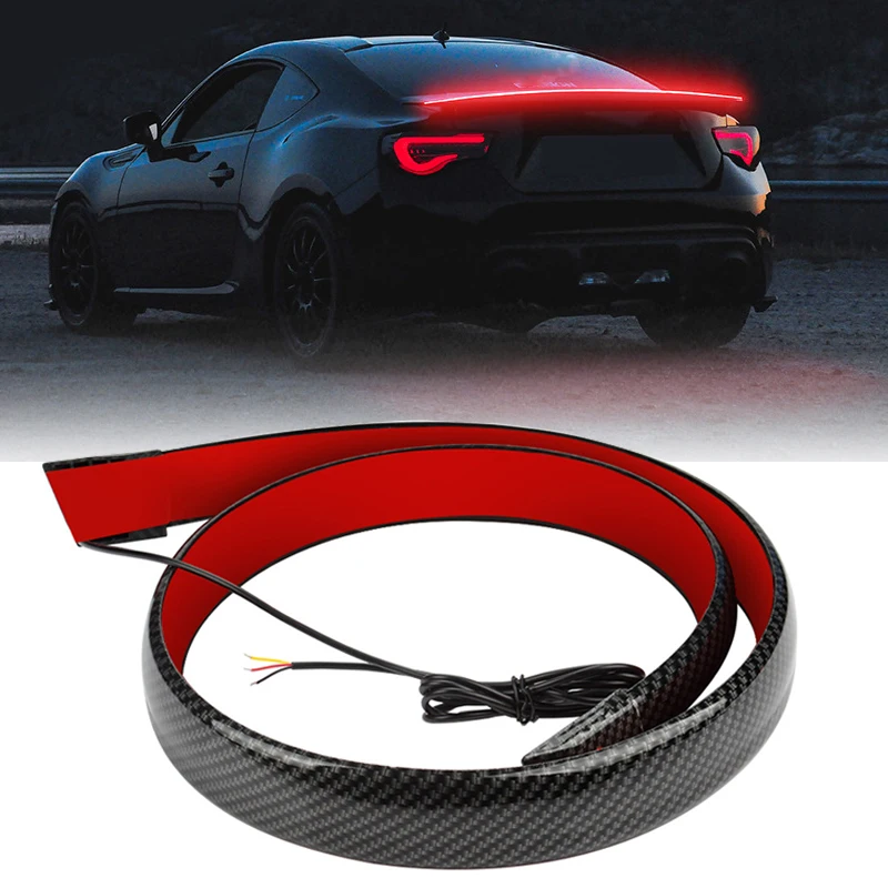 

100CM Rear Spoiler Lights Tuning Tail Lights For Cars Universal Two Function Turn Signal Lamp Carbon Rear Wing Trunk Light Strip