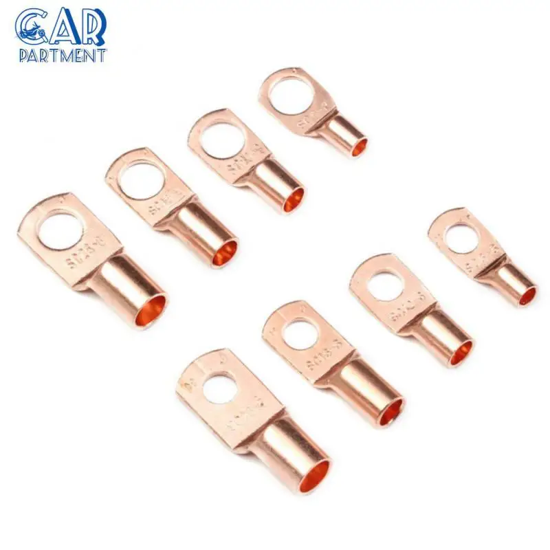 

60pcs Car Auto Copper Ring Terminal Portable Universal Wire Crimp Connector Bare Copper Ring Lug Terminal With Box