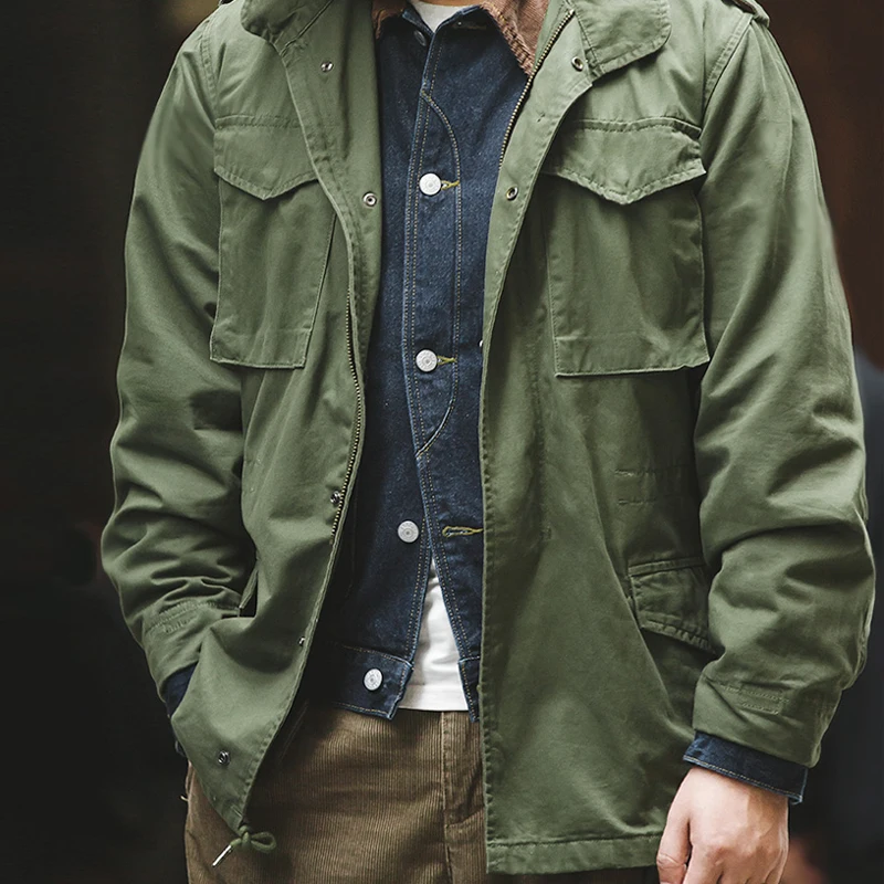 

Slim Mens Size Jacket Parka Vintage Pocket Coat Military Standard Cotton Conventional Multi Мужские Military 2022 Куртки