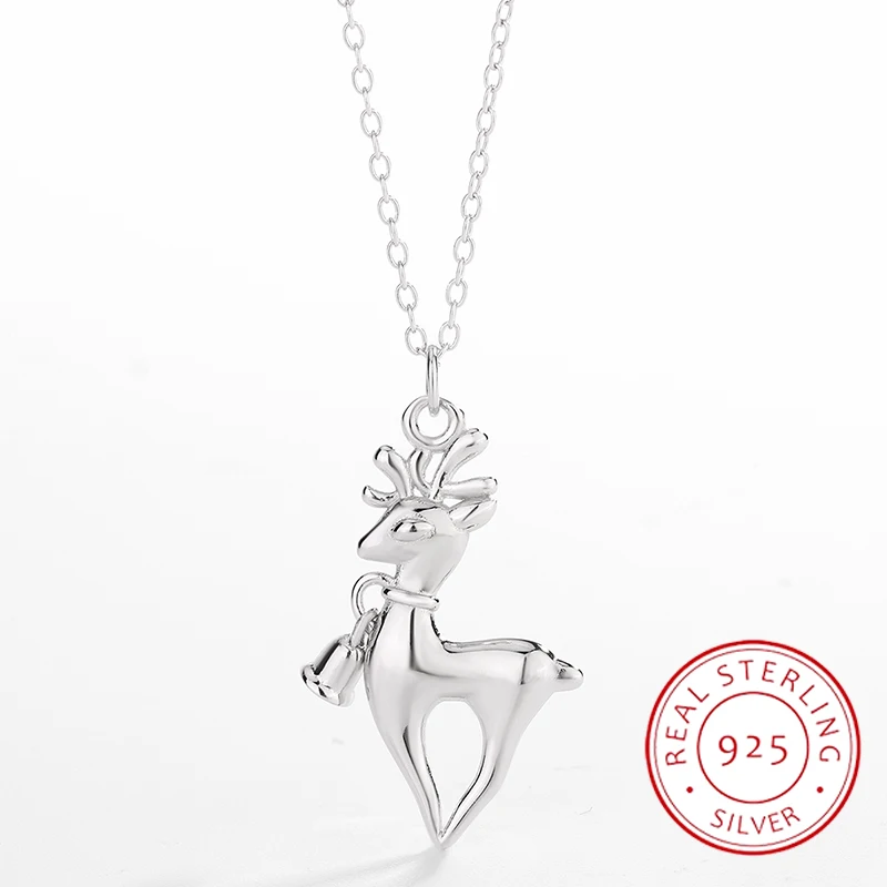 Женская цепочка до ключицы из серебра 925 пробы с оленями