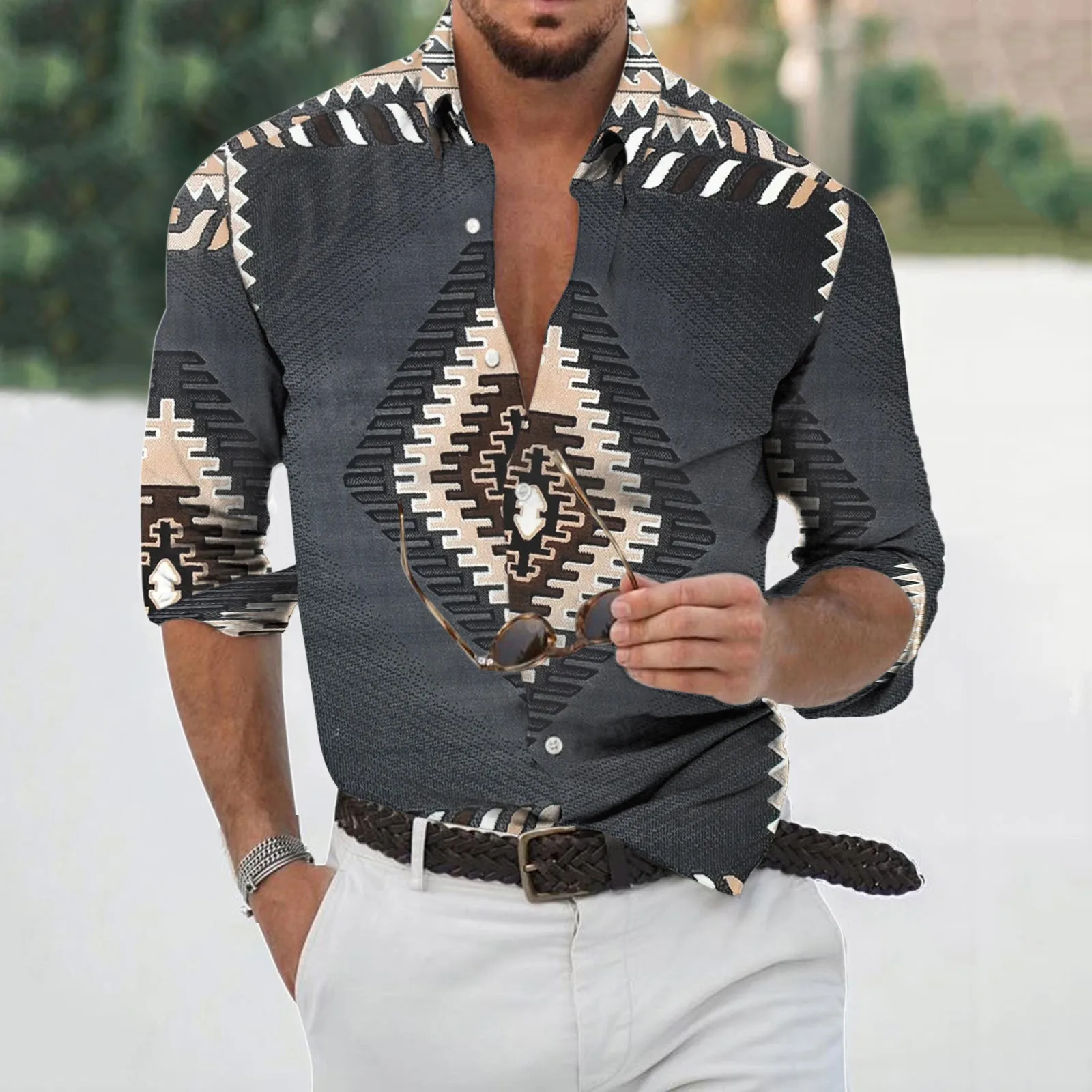 

Men Fashionable Fashion Casual Azik Print 3D Mens Long Sleeve Layering T Soft Long Sleeve Tee Shirts for Men Duds Polyester