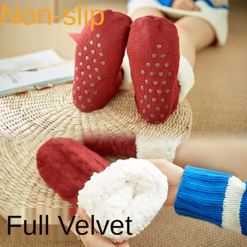 Slipper Socks thicken Warm Plush Bedroom Silicone Non-slip Grip Sleeping Women's Floor Sock Hemp Soft Female Shoes Home Indoor