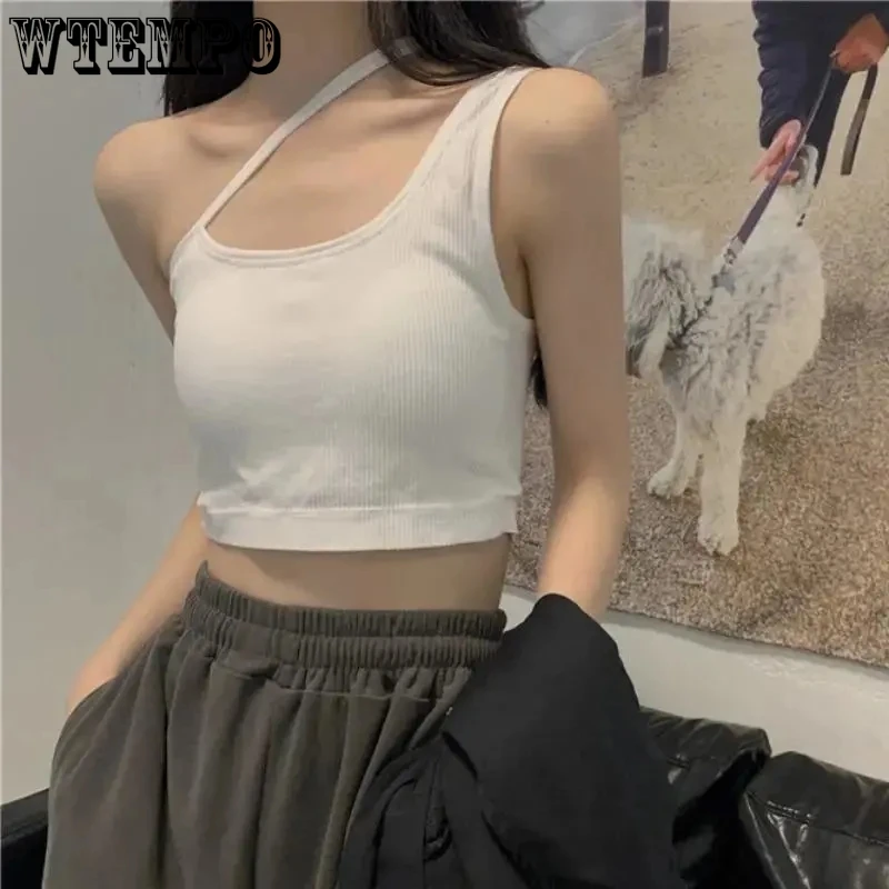 

Женский укороченный топ на бретелях, черный топ без рукавов, Y2k