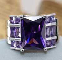 genuine 925 stamp ring dark purple cz wedding rings for women engagement band charming gift anillos wholesale