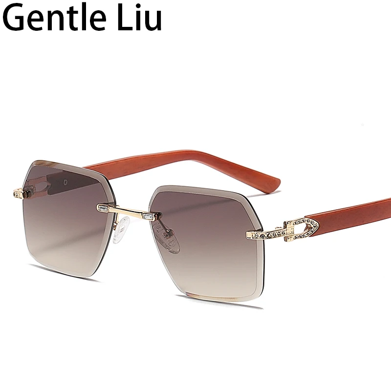 Солнцезащитные очки без оправы для мужчин и женщин винтажные квадратные