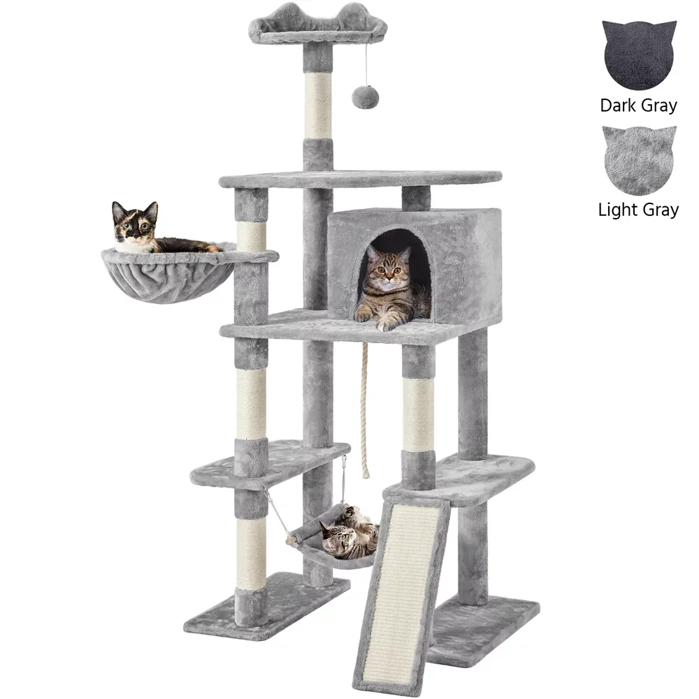 

69.5-inch Cat Tree Cat Activity Center with Scratching Post Tunnel Light Gray,Cat Supplies,So That Cats Can Play Happily At Home