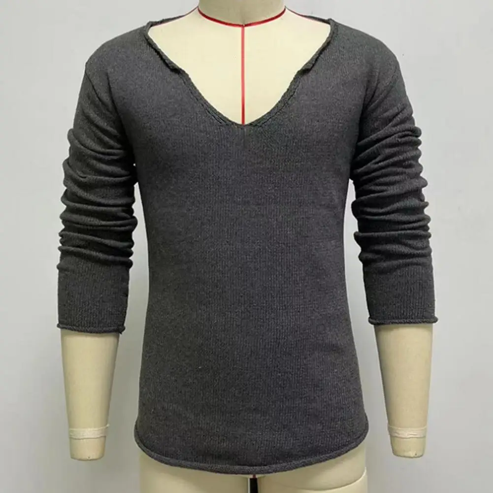 Trendy Men Autumn Sweater Long Sleeve Anti-shrink Comfortable Men Autumn Sweater  Mid Length Men Fall Sweater Male Clothes