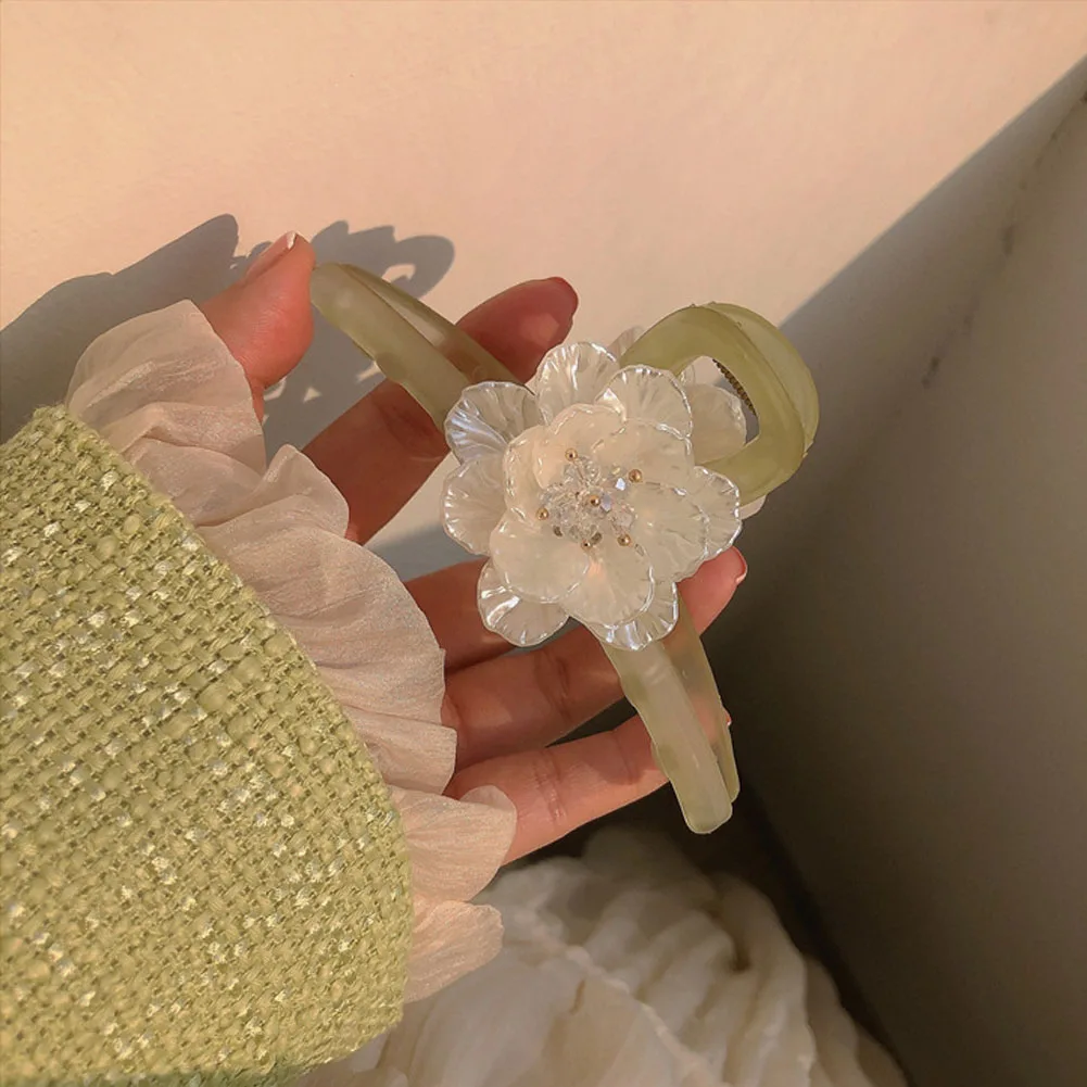 

Chic Flower Hair Claws For Women Girls Elegant White Rose Barrette Hair Clips Temperament Hairpins Crab Headwear Jewelry Green