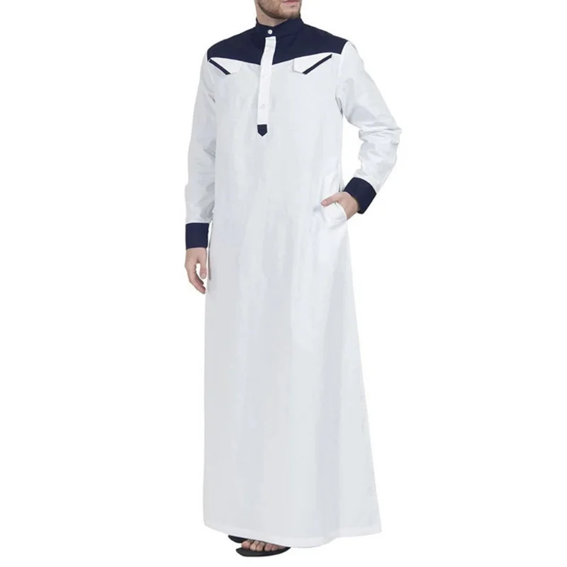 Men's Muslim Robe Middle East Saudi Arabia Dubai Jubba Thobe Kaftan Prayer Long Dress Fashion Robe Islamic Clothes