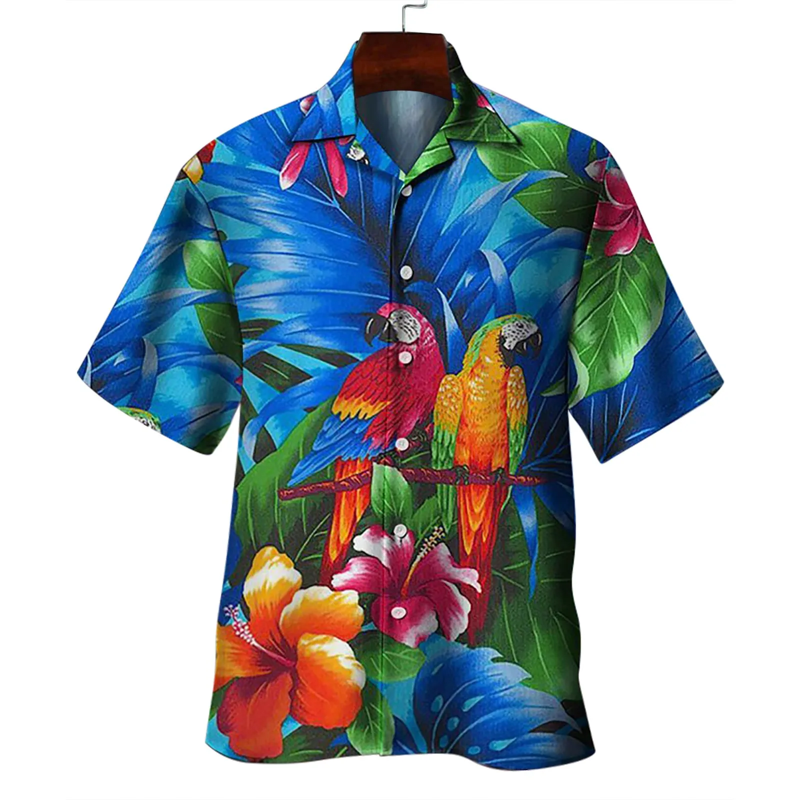 

Mens Printed Hawaiian Shirts Short Sleeve Button Down Beach Shirts Lady Fashion
