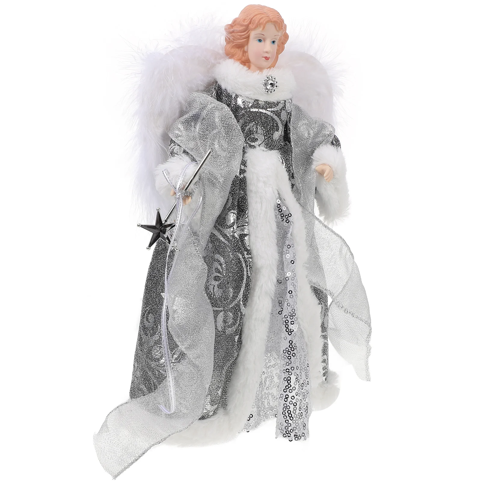 Товары для украшения рождественской елки Плюшевые крылья Ангел Верхняя звезда