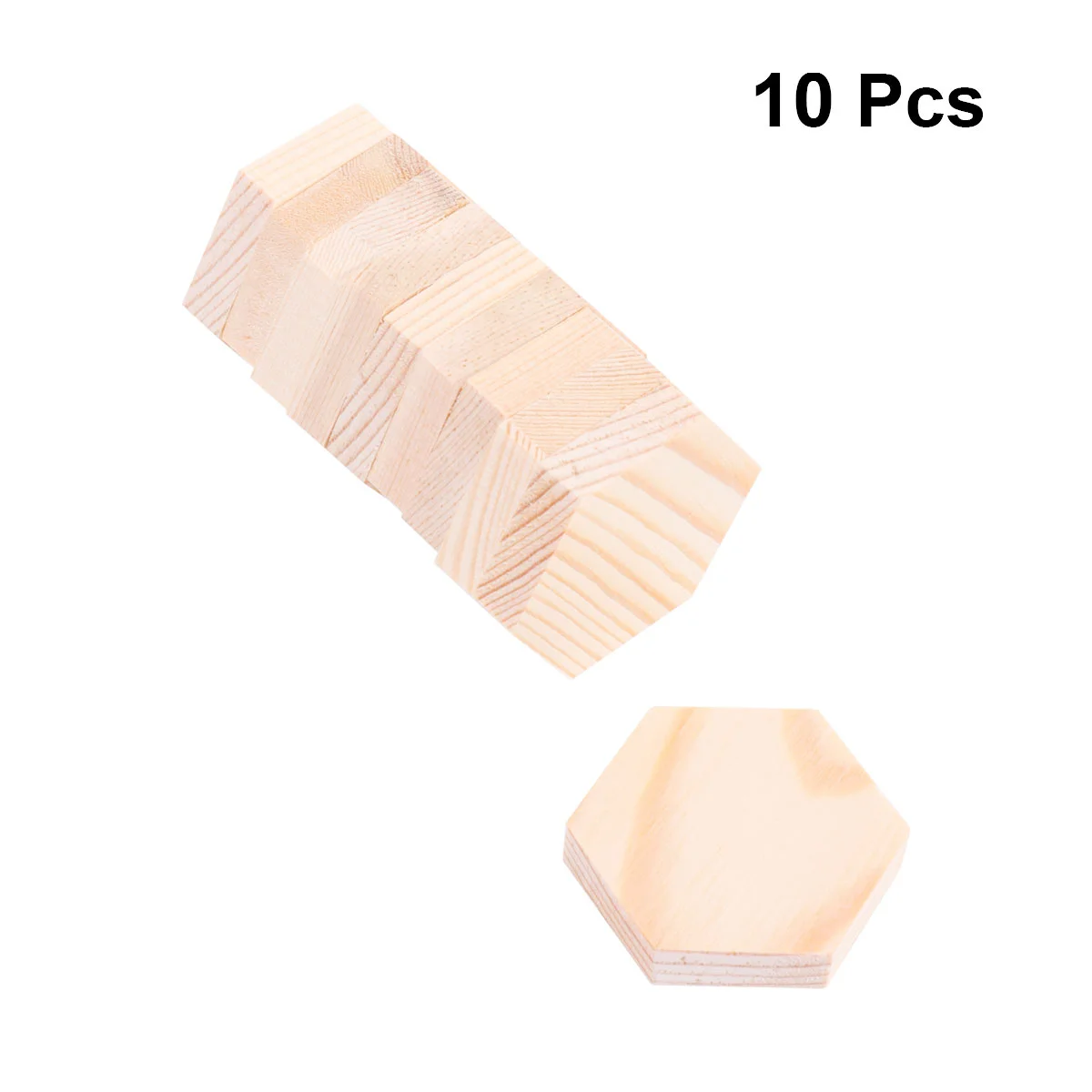 

10pcs Hexagon Wooden Blocks Polygonal Wood Block DIY Unfinished Wood Hexagon Slice Blocks for Crafts 5 x 5 x 1