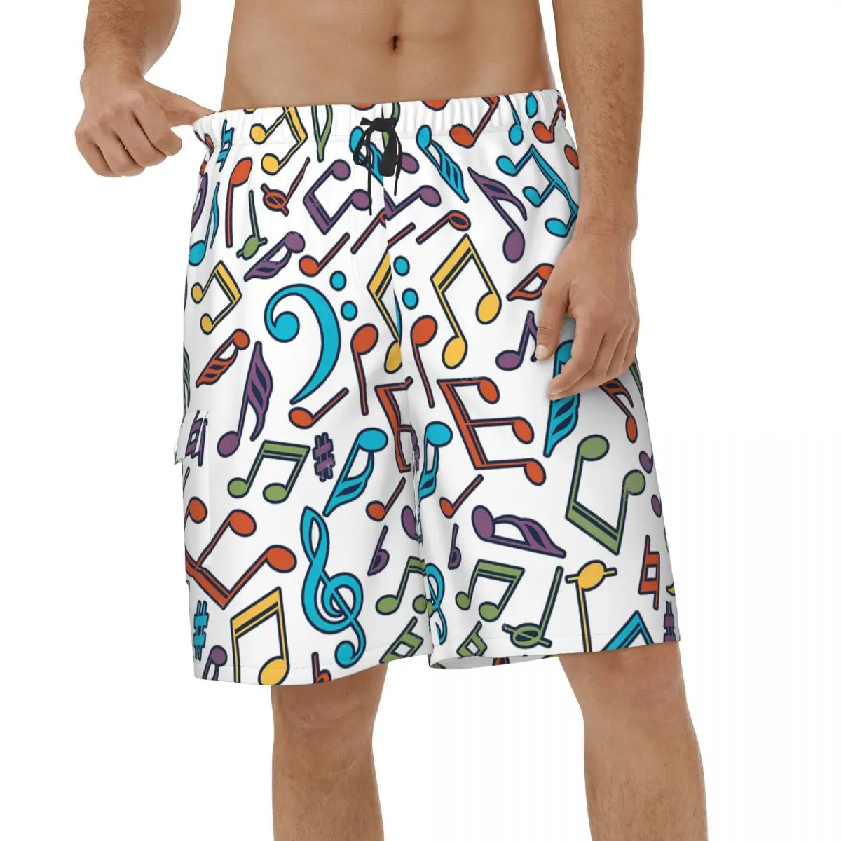

Musical Note 3D Printed Beach Shorts Men Summer Colorful Swimsuits Board Shorts Quick Dry Running Vacation Male Short Pants
