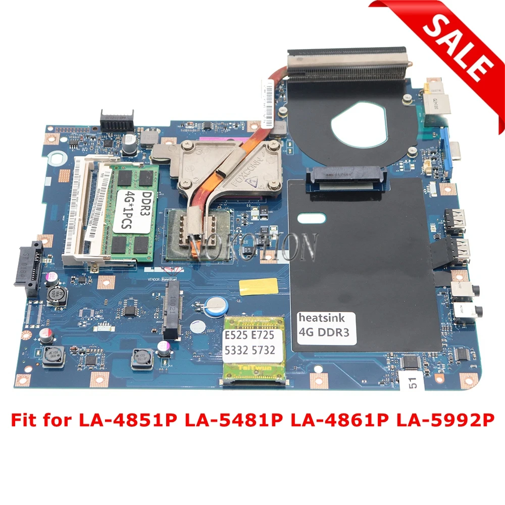 NOKOTION MBN7602001 LA-4854P ноутбук материнская плата для Acer Emachines 5732 5732Z E525 GL40 DDR3 MBNAK02001