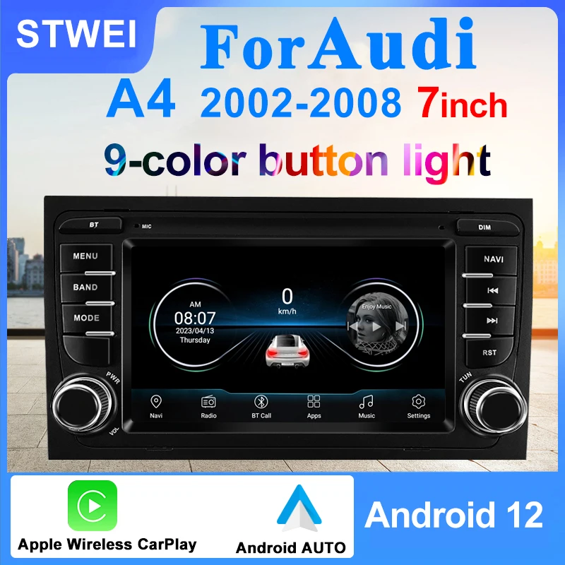 Автомобильный мультимедийный видеоплеер для Audi A4 B6 B7 B8 S4 RS4 Core 8 2002-2008 Android 12 7