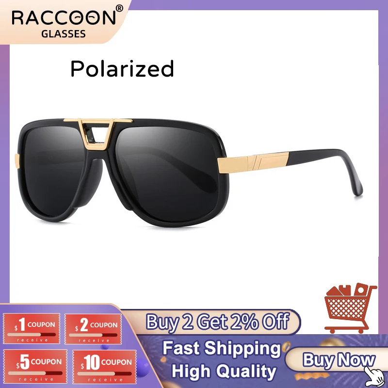 

Fashion Polarized Sunglasses Men 2020 Retro Brand Driving Sun Glasses High Quality Flat Top Metal Pilot Eyewear UV400 Shades