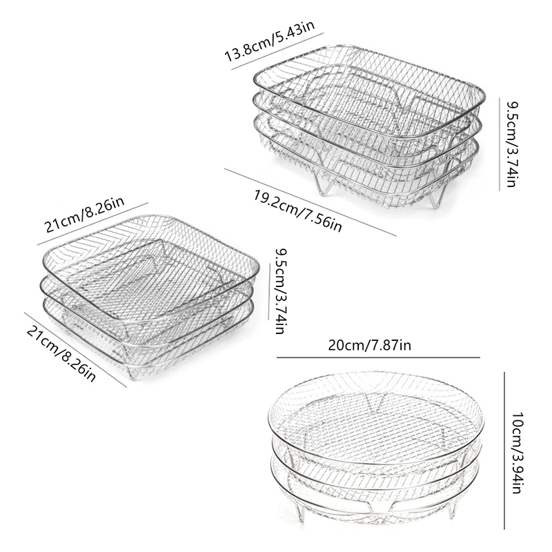 3-уровневая стойка для фритюрницы Штабелируемая подставка гриля из нержавеющей