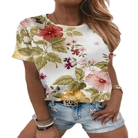 summer womens fashion shirts floral pattern 3d print tops oversized t shirts everyday casual streetwear