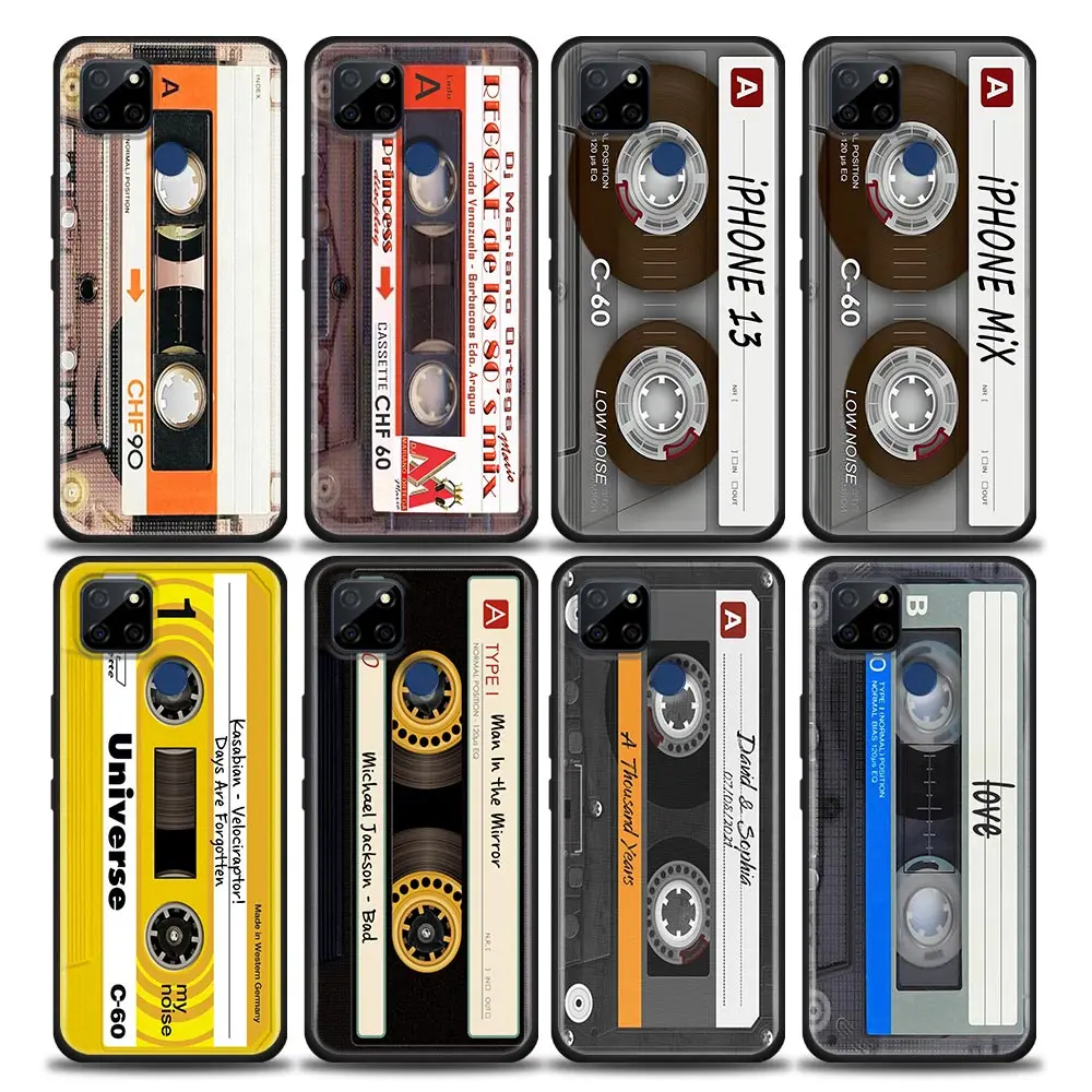 

Vintage Cassette Tape Retro Style Case For Realme C25 C3 C11 C21 C25S C21Y Silicone Cover for Oppo A52 A53 A74 A94 4G Soft Cases