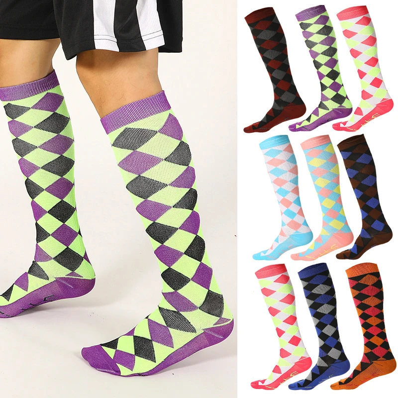 

Unisex New Leisure Compression Socks Sports Comfortable Warm Long Socks Classic Women Men Breathable Plaid Pressure Stocking