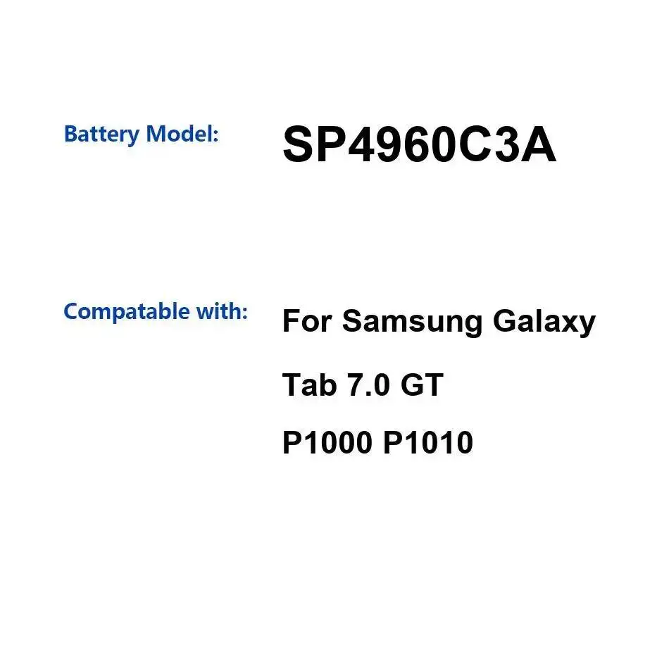 Фото Аккумулятор для планшета 4000 мАч SP4960C3A для Samsung Galaxy Tab 7.0 GT P1000 P1010: Надежная энергия №3