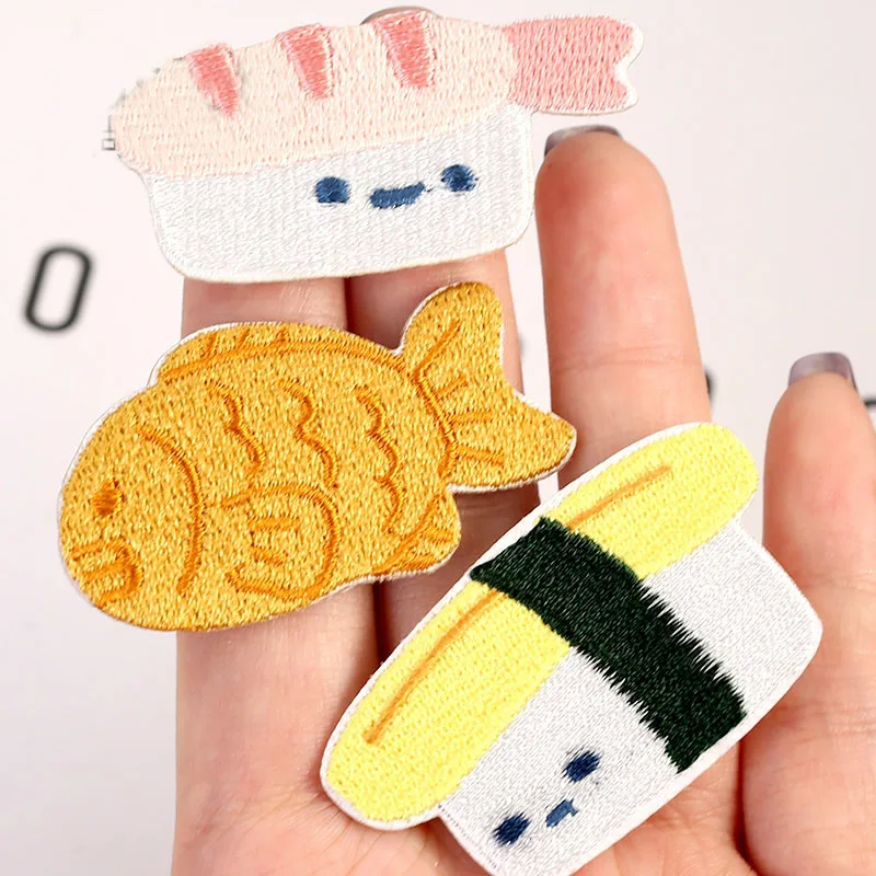 Милые нашивки с едой для вышивки - торт, лосось, хлеб - для одежды, аппликация, шитье, эмблема, заплатки для одежды.