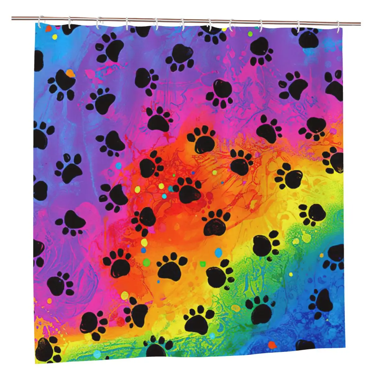 

Rainbow Paw Shower Curtain Bathroom Bath Curtains with 12pcs Hooks Blackout Screen Door Frabic Dog Cat Curtain 183*183cm