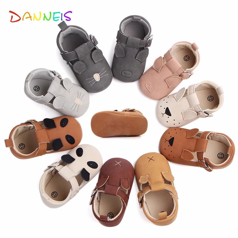 2022 Cute Animal Baby Shoes Boys Girls Soft Leather Moccasins Shoe Spring Infant Prewalkers Toddler Boy Newborn First Walkers