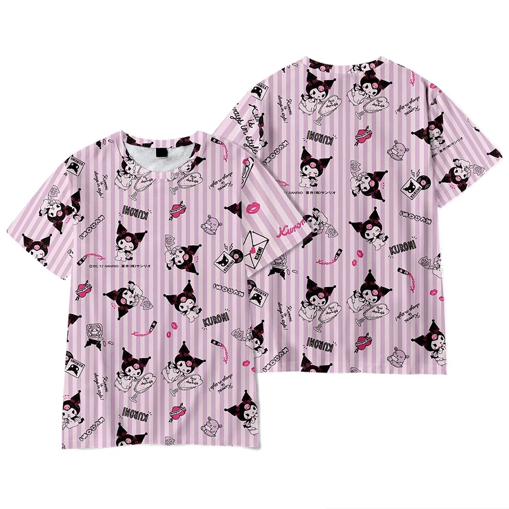 Футболка Kuromi с цифровым принтом и коротким рукавом для взрослых женская одежда
