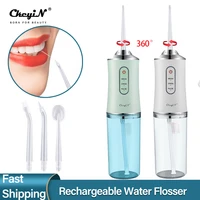ckeyin oral irrigator usb rechargeable water flosser portable dental water jet 240ml water tank waterproof teeth cleaner 3 speed
