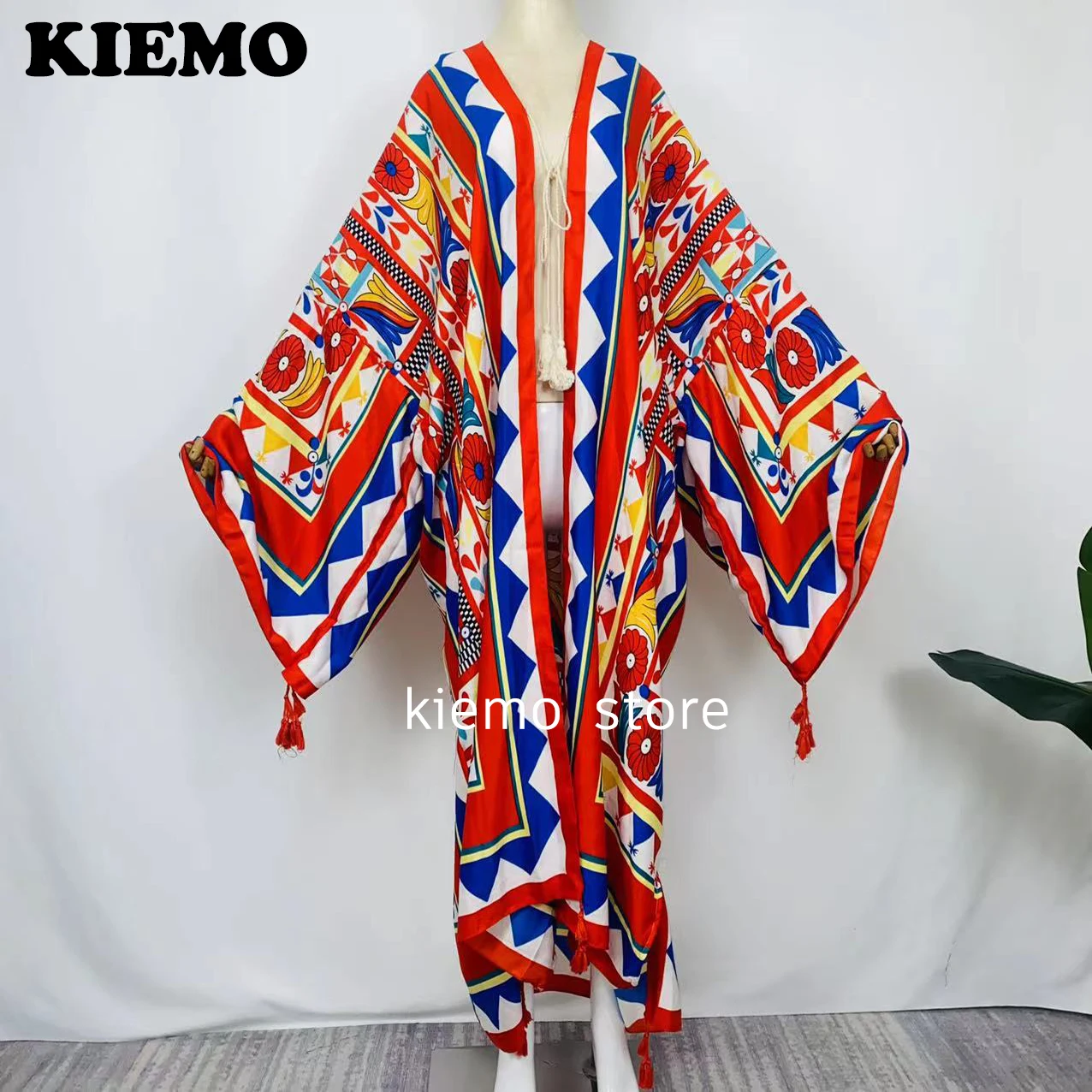 

2022Europe new tunic bikini sweet lady pink boho Cardigan stitch Cocktail sexcy Boho Maxi Holiday Batwing Sleeve KIMONO dress