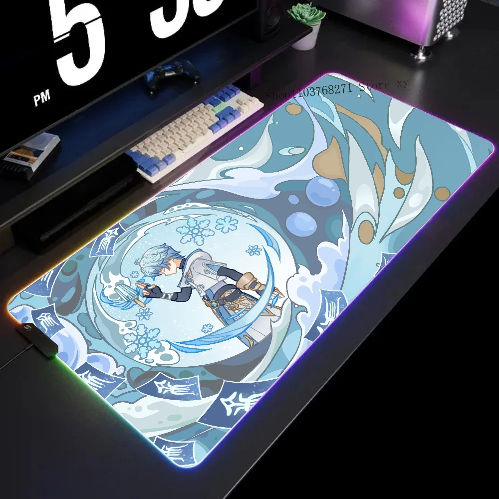 Коврик для мыши Genshin Impact Chongyun XXL RGB Коврики игровой HD Черные аксессуары геймеров