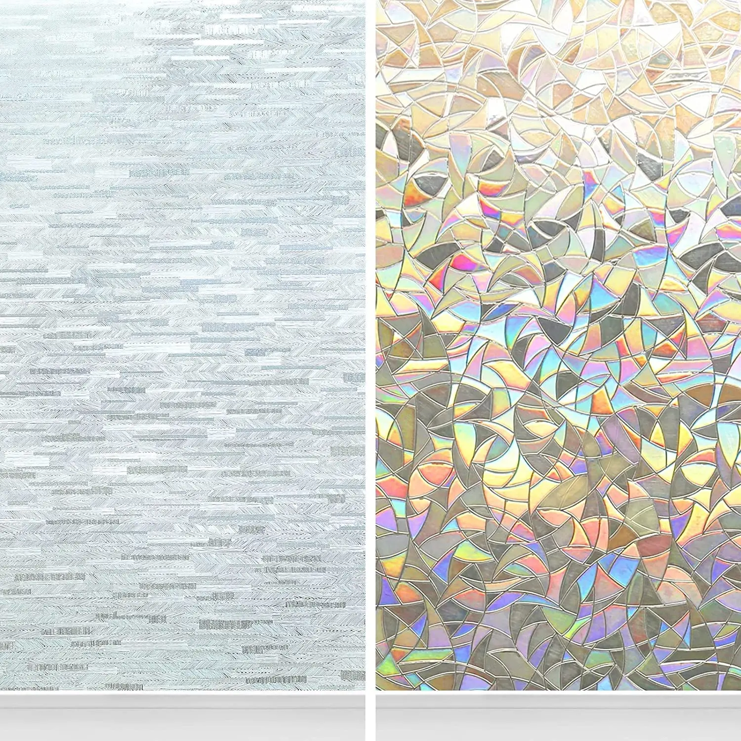 

YaJing Window Film Privacy Self Adhesive Static Cling 3D Stained Glass Decorative Rainbow Sticker Removable Anti-UV Vinyl Cover