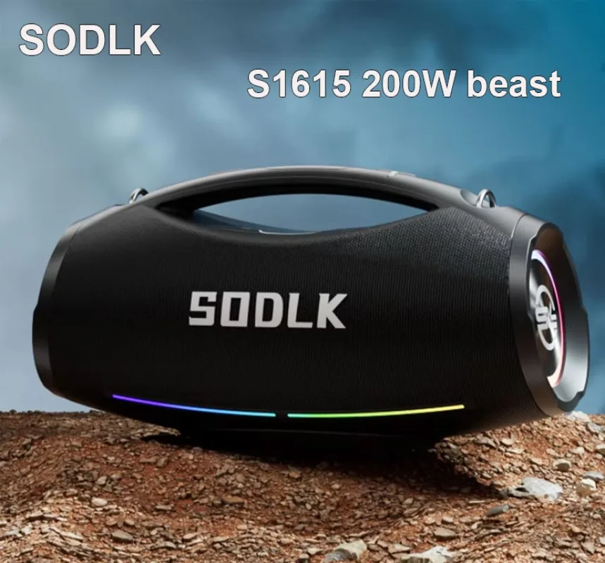 Фото SODLK S1615 Мощный бумбокс 200 Вт с глубокими басами Hi-Fi стерео беспроводной Bluetooth-динамик для караоке с двойным микрофоном для вечеринки №1