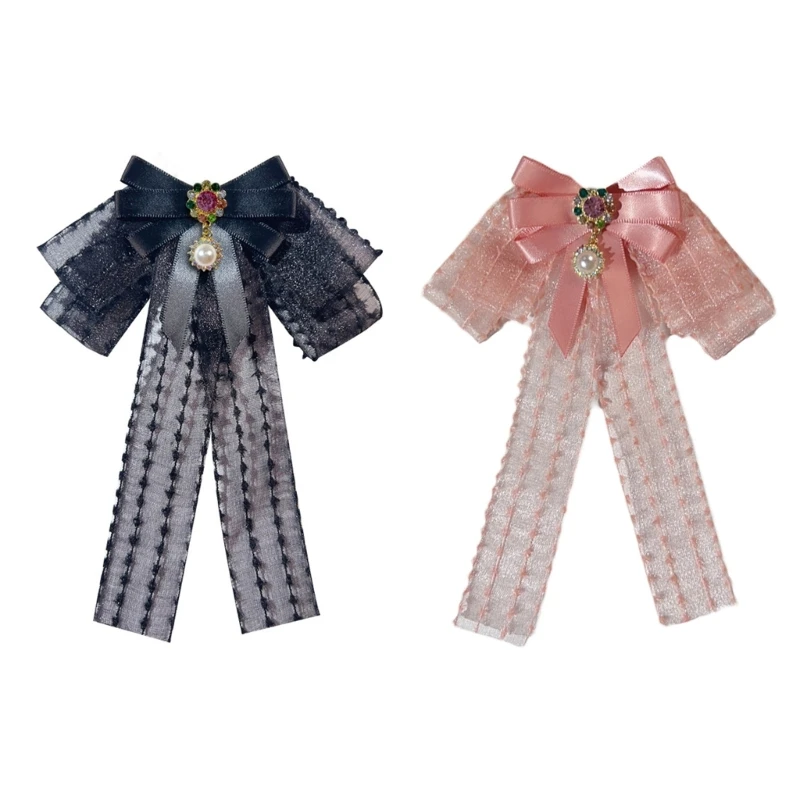 

Bowtie Girls Shirt Collar Pin with Decors Girls Dress Shirt Bowtie