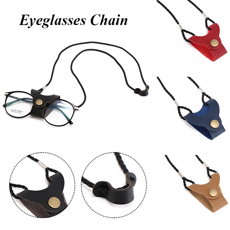 

2022 New Fashion Hanging Neck Clip Glasses Bags Women Man Portable Case Leather Glasses Lanyard Cute Protection Cover